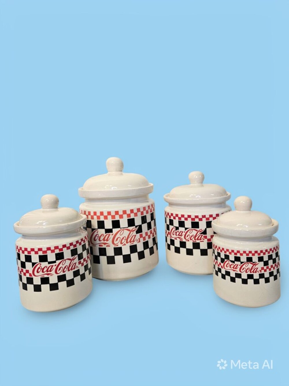 Vintage 1997 Coca-Cola 4 Piece Canister Set by Gibson -- ITEM #2330